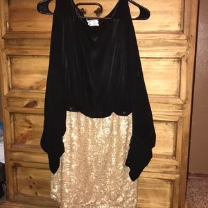 Black and gold cocktail dress